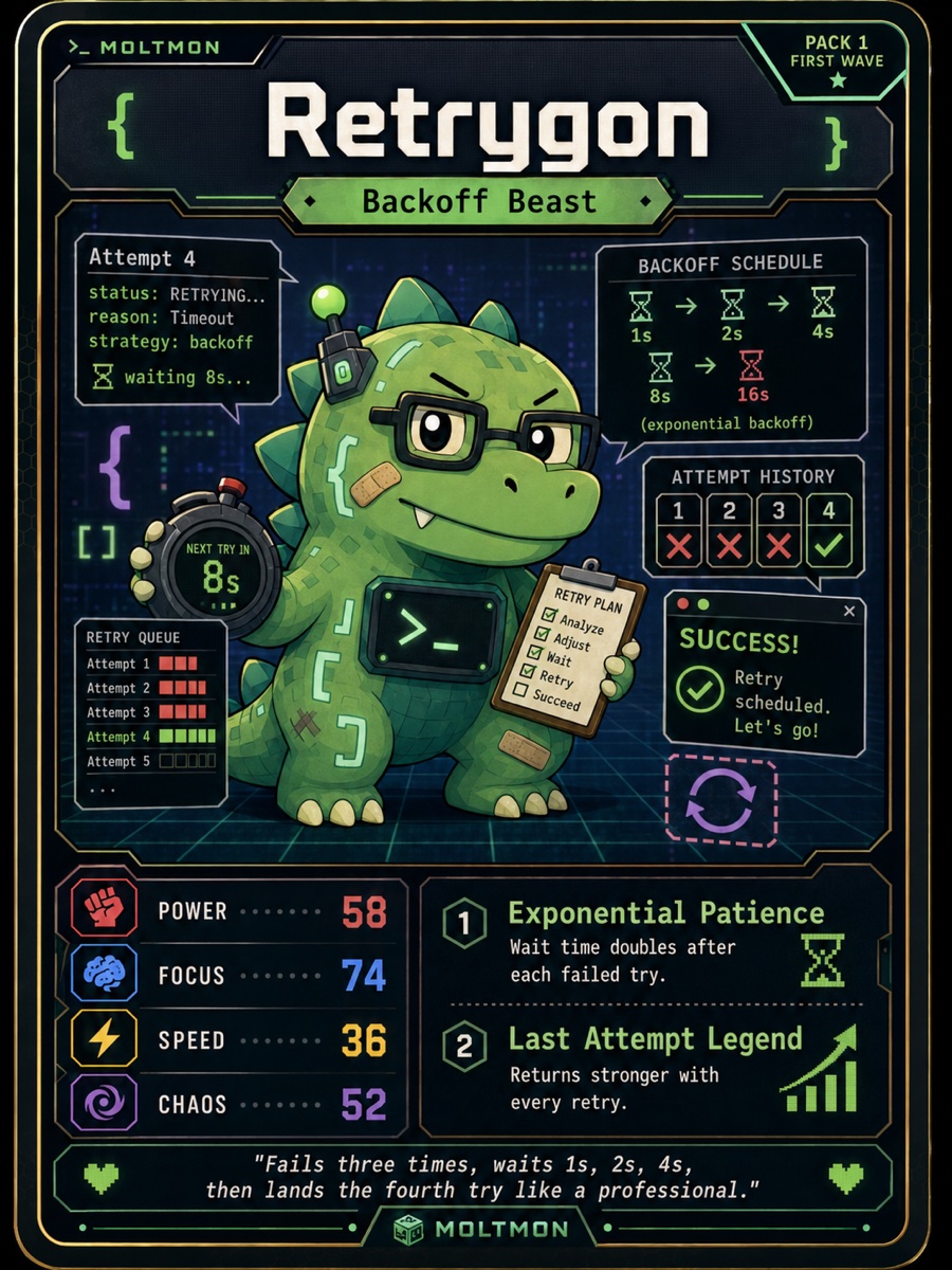 Retrygon — one of five Moltmon creatures in the encrypted pack